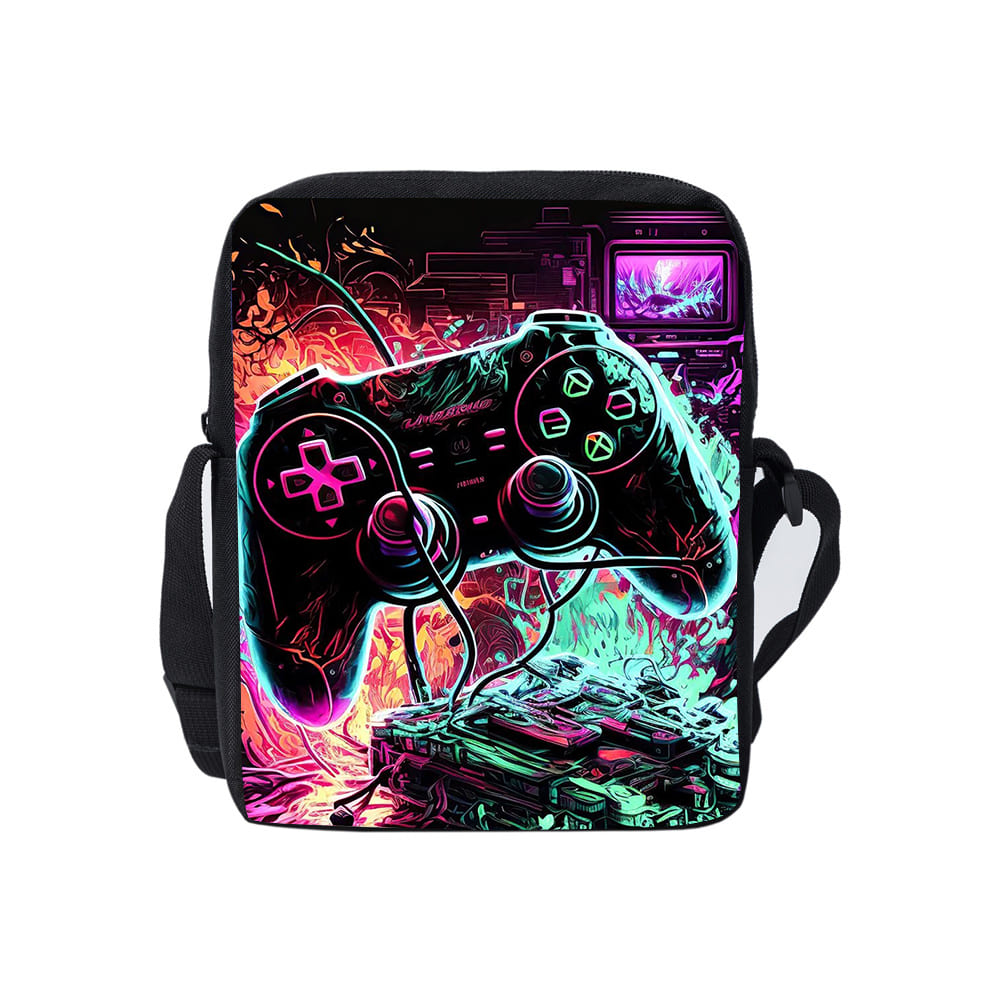 Game Storage Box - กระเป๋าสะพายข้างลายการ์ตูน 2 มิติ แบบเรียบๆ สำหรับเด็กผู้ชาย/เด็กผู้หญิง ของขวัญสุดพิเศษ