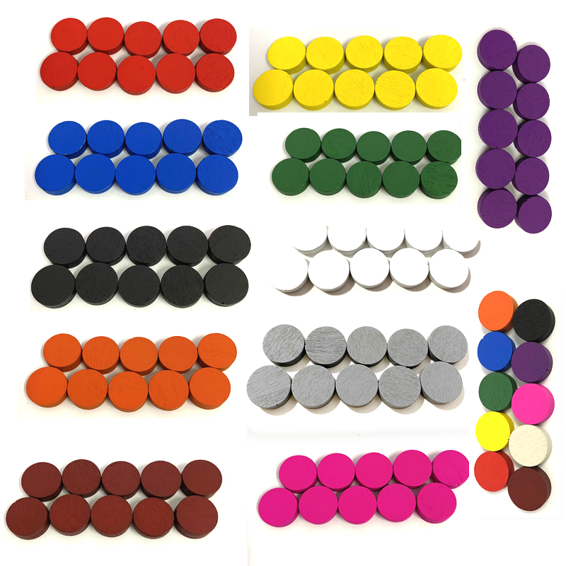 Board Game Hegemony - 100 ชิ้นเส้นผ่านศูนย์กลาง 15*5 มม.ไม้ Pawn เกมชิ้นหมากรุกที่มีสีสันสําหรับ
