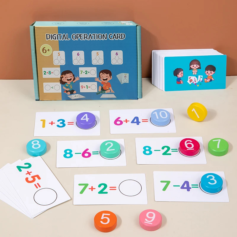 Cooperative Card Game - เด็ก Montessori ของเล่นคณิตศาสตร์เลขคณิตการ์ดเกมจับคู่บวกลบ Parish Early การศึกษานับของเล่นสําหรับเด็ก