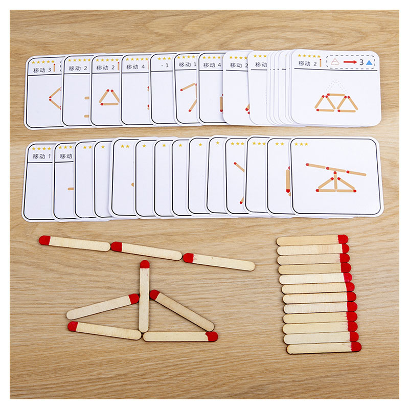 Board Game Anak - Montessori จับคู่ปริศนาเกมของเล่นไม้ DIY คณิตศาสตร์เรขาคณิตเกมกระดาน Logic Thinking
