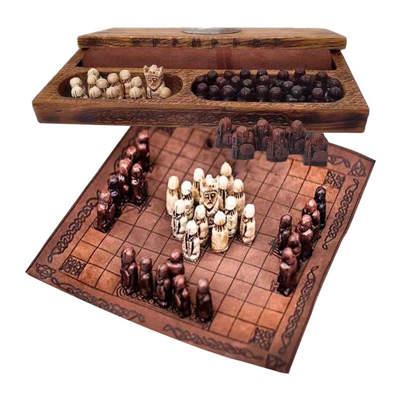 Board Game Vikings - กระดานหมากรุกสำหรับผู้ใหญ่โต๊ะบนโต๊ะหมากรุกเกมกระดานสงครามเกมไม่สมมาตรเกมกลยุทธ์หมากรุกไวกิ้งของขวัญปาร์ตี้
