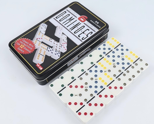 Game Storage Box - ชุดโดมิโน ElegantMahj Double Six สำหรับผู้ใหญ่ พร้อมกล่องเหล็ก