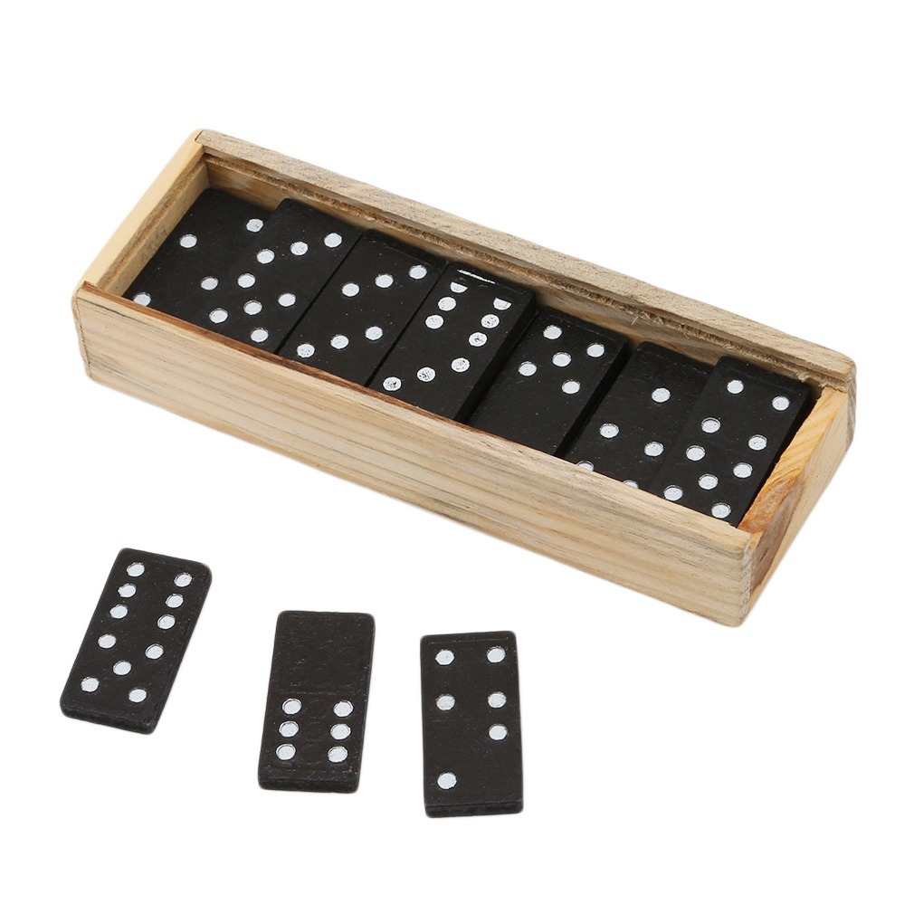 28 ชิ้นสีดําโดมิโนไม้กล่องโดมิ - Board Game Monopoli บทวิจารณ์และราคา