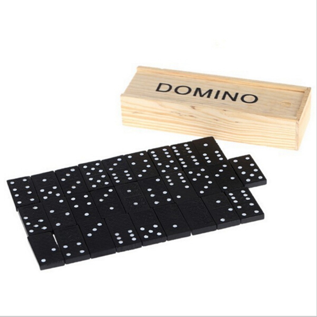 28 ชิ้นสีดําโดมิโนไม้กล่องโดมิ - Board Game Monopoli บทวิจารณ์และราคา